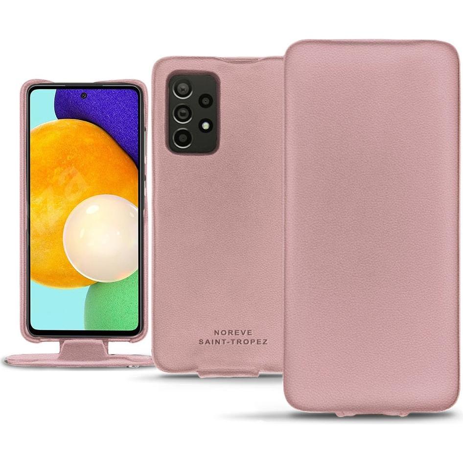 Noreve Lederschutzhülle vertikal (Samsung Galaxy A52), Smartphone Hülle, Rosa