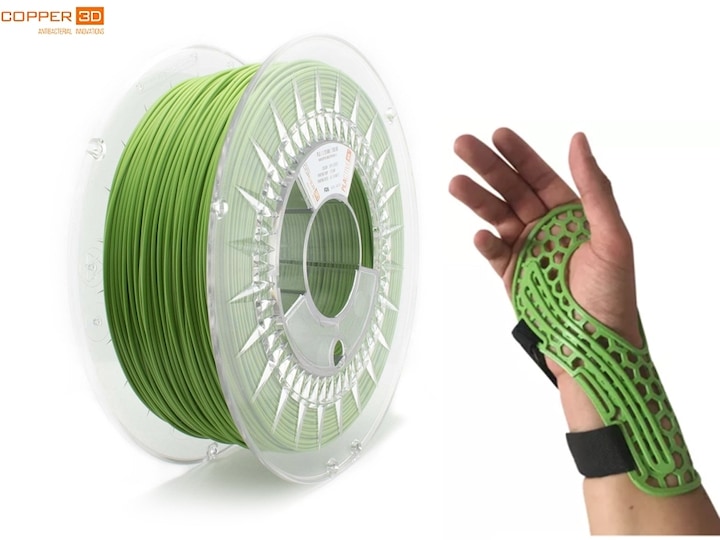 Produktbild Copper 3D COPPER3D Filament PLA PLACTIVE AN1 antibacterial grün 0.75kg 2.85mm (PLA, 2.85 mm, 750 g, Grün)