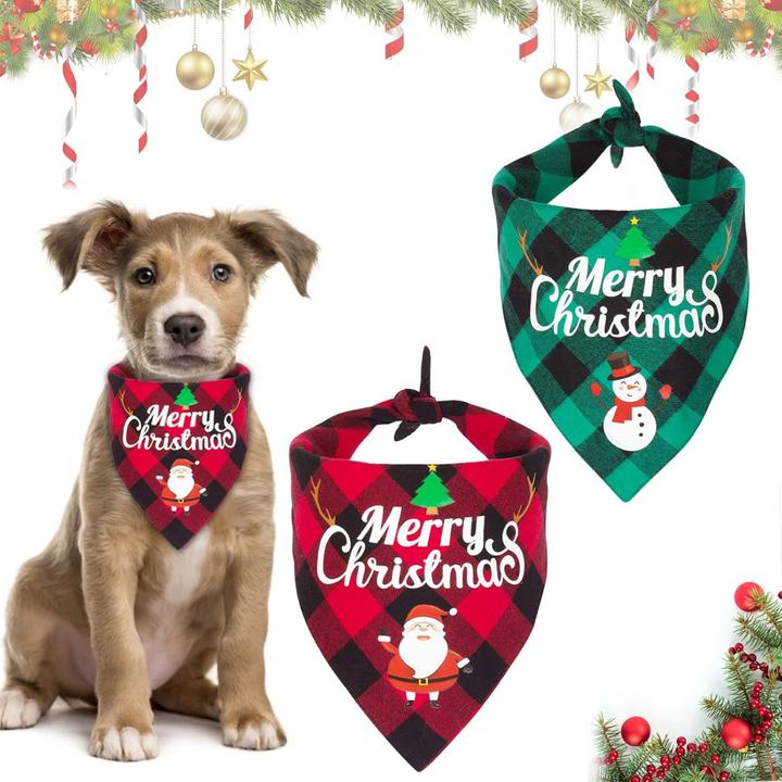 Suba 2 Stücke Weihnachten Haustier Bandanas (Hundehalstuch)