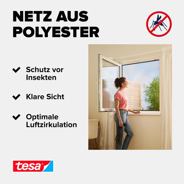 Image du produit tesa Moustiquaire COMFORT pour fenêtres, avec bande Velcro, autocollante, sans perçage (130 x 150 cm)