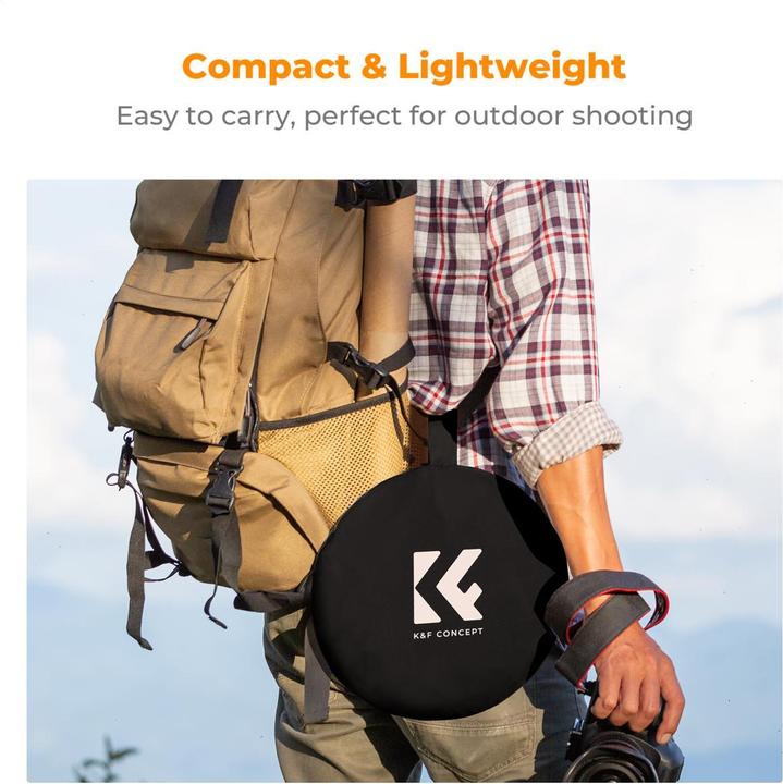 Actual product image K&F Concept 5-in-1 Foldable Reflector With Carrying Bag, Including Gold, Silver, Black, White Reflective Cloth (Folding reflector, Reflector)