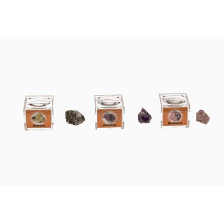 Out of the blue 3er Set Mineralsteine Prehnite / Amethyst / Rhodonite