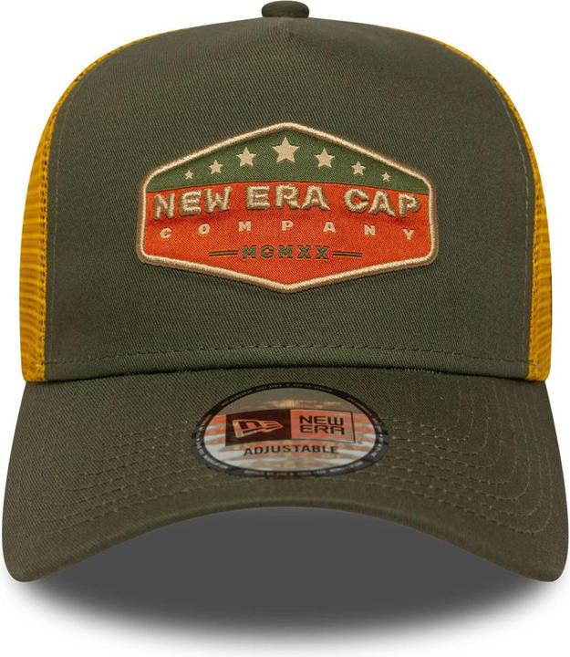 Produktbild New Era A-Frame Mesh Trucker Cap - Brand Patch Oliv (One Size)