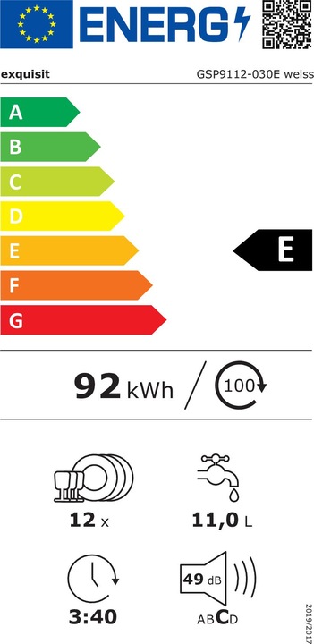 Energy Label Exquisit GSP 9112-030E white