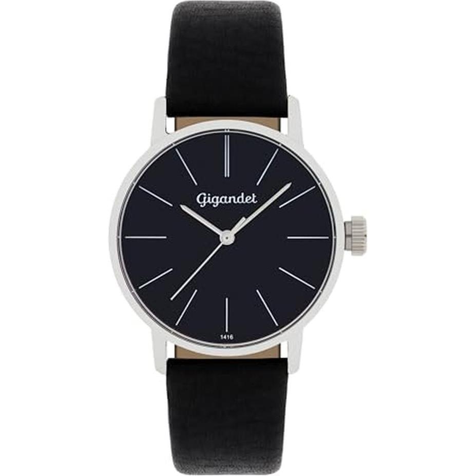 Gigandet, Orologio da polso, Dames analoog Japans kwartsuurwerk horloge met lederen armband 10VNAG43NE002 zwart, Nero, (Orologio da polso analogico)