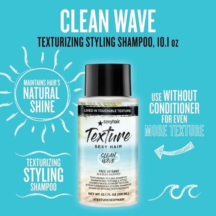 Produktbild Sexy Hair Texture Clean Wave Texturizing Styling Shampoo 300ml 10.1oz (300 ml, Flüssiges Shampoo)