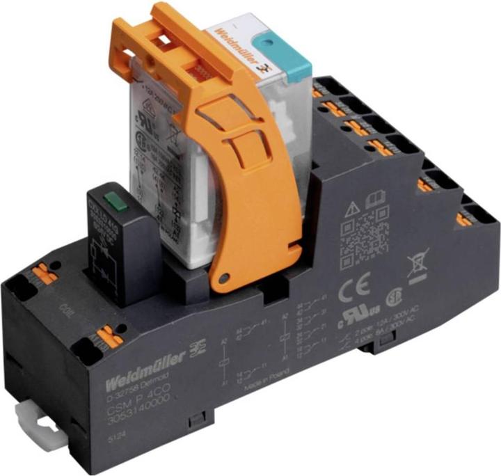 Produktbild Weidmüller Koppelrelais, 24 V DC +10 % -20 %, LED 2 Wechsler (AgNi) 250 V AC, 12 A, PUSH IN