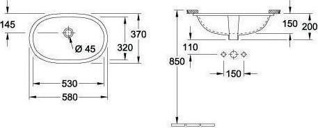 Immagine prodotto Villeroy & Boch V&B Lavabo sottopiano O.NOVO con ÜL 530x320mm we C+ (320 mm, 580 mm)