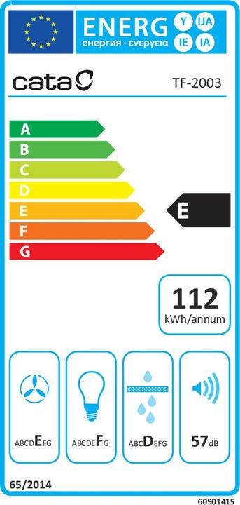 Energie-Label Cata Hood TF 2003 Duralum 600 Mechanical panel (Tischlüfter)
