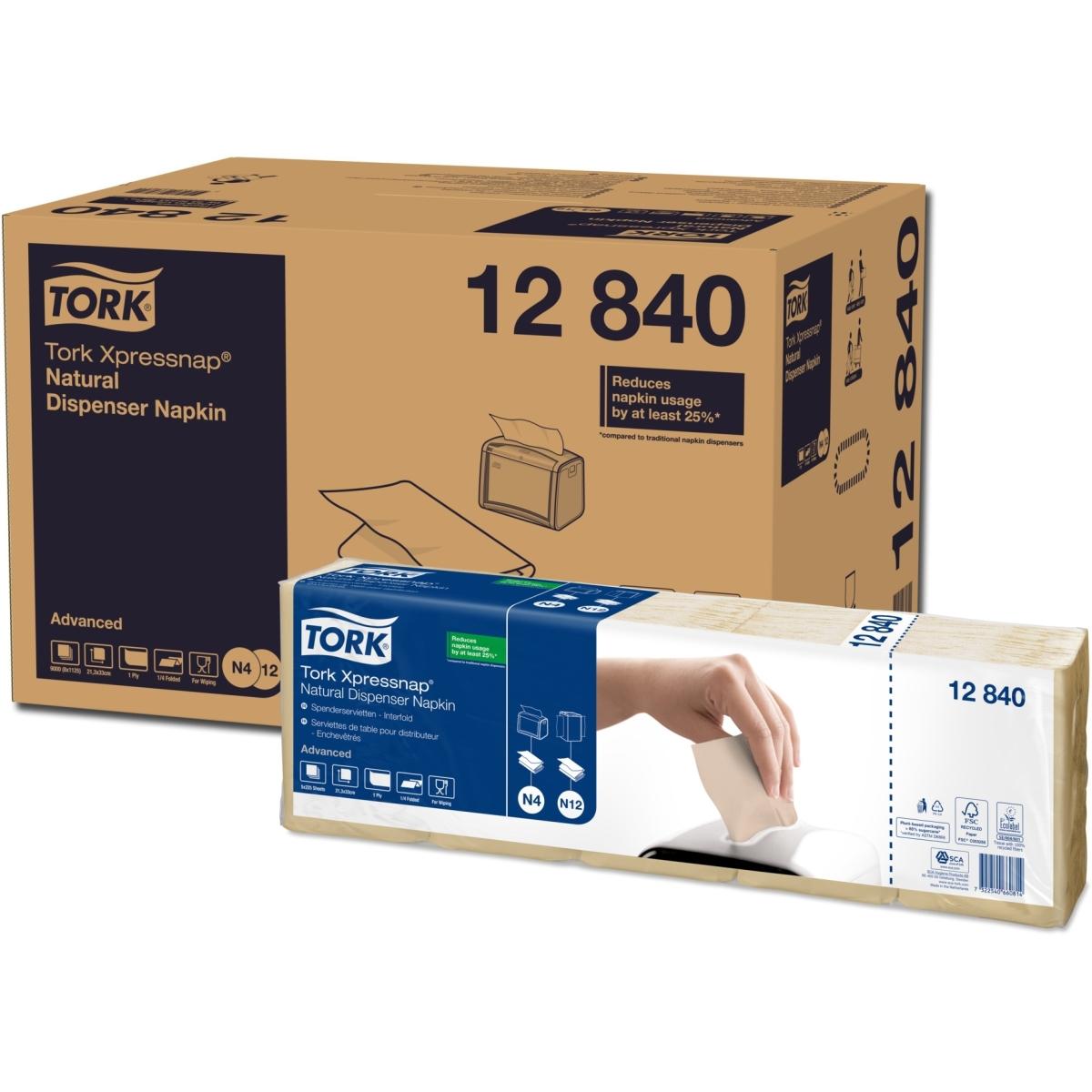 Thumbnail - Tork, Servietten, Serviet N4 Xpressnap 213x330 mm 1-lag Natur,8 pk x 1125 stk/krt (9000 x)