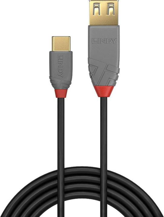 Image du produit Lindy 0,15m USB 2.0 Type C à A Anthra Line (0.15 m, USB 2.0)