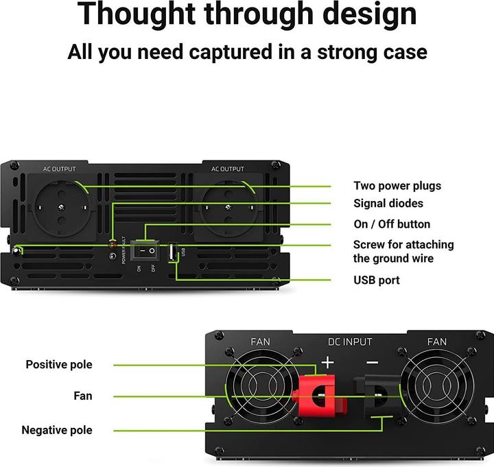 Actual product image GreenCell INV24 - Universal - Auto - 24 V - 1500 W - 230 V - DC-to-AC