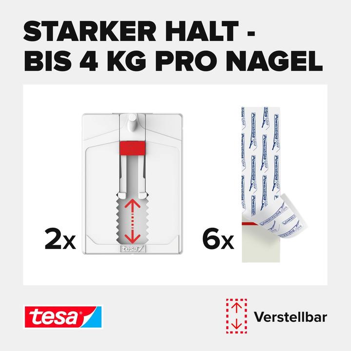 Image du produit tesa Clou adhésif pour carrelage et métal, réglable en hauteur