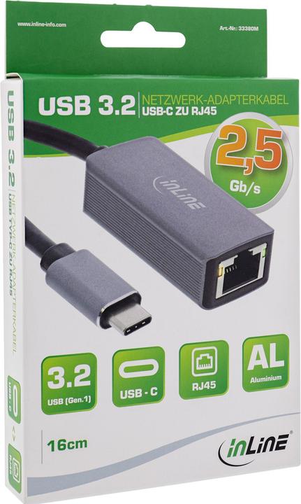 Image du produit InLine Câble adaptateur réseau USB 3.2 vers 2.5Gb/s type-C RJ45 (0.16 m)