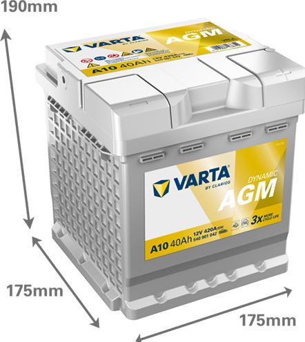 Produktbild Varta A10 Silver Dynamic AGM 540901042 Autobatterie 40Ah (12 V, 40 Ah, 420 A)