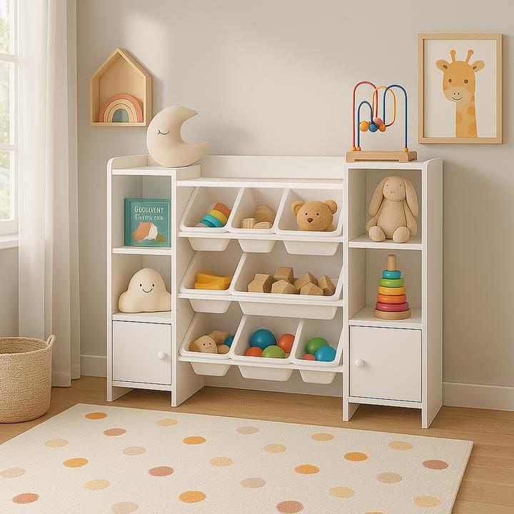 Actual product image Relaxdays Kinderregal MDF mit 8 Boxen Weiss