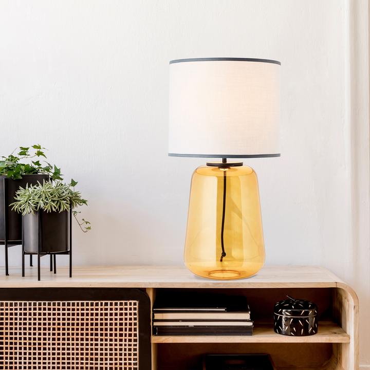 Actual product image Brilliant Hydra Table Lamp 56cm Grey/Yellow Glass/Textile Cord Intermediate Switch (E27)