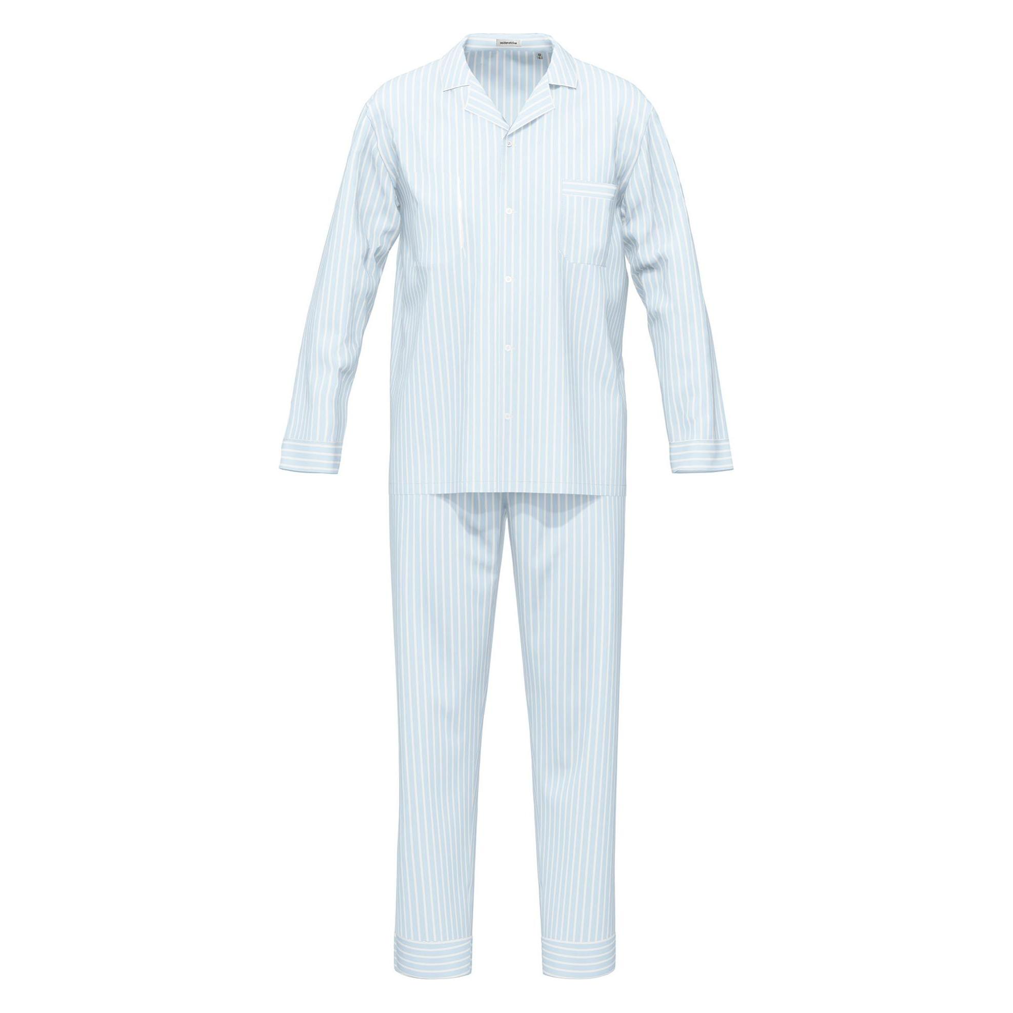 Seidensticker, Herren, Pyjamas, Pyjama Casual Bequem Sitzend, Blau, (M)