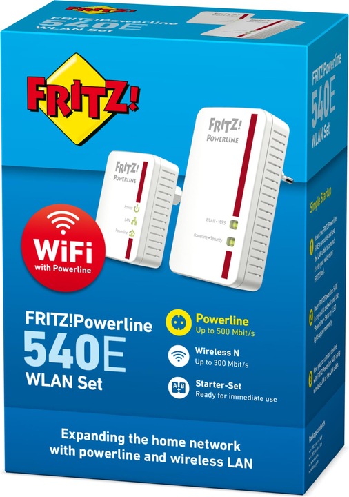 Immagine prodotto AVM FRITZ!Powerline 540E WLAN Set International (500 Mbit/s)