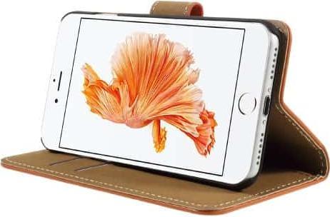 Produktbild Ueli Express iPhone SE / 8 / 7 Buch Etui Tasche Echtleder mit Kartenfach Orange (Apple iPhone 7, Apple iPhone 8, Apple iPhone SE, Apple iPhone SE (2nd Gen), Apple iPhone SE (3rd Gen))
