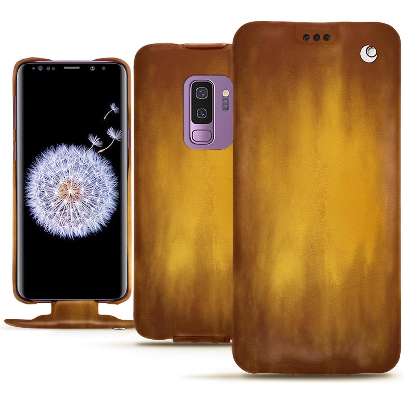 Noreve Lederschutzhülle vertikal (Samsung Galaxy S9+), Smartphone Hülle, Gold