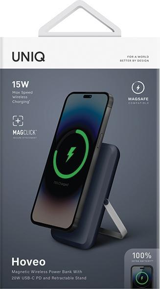 Produktbild Uniq Powerbank Hoveo 5000mAh USB-C 20W PD Fast charge Wireless Magnetic niebieski/storm blue (5000 mAh, 20 W, 18 Wh)
