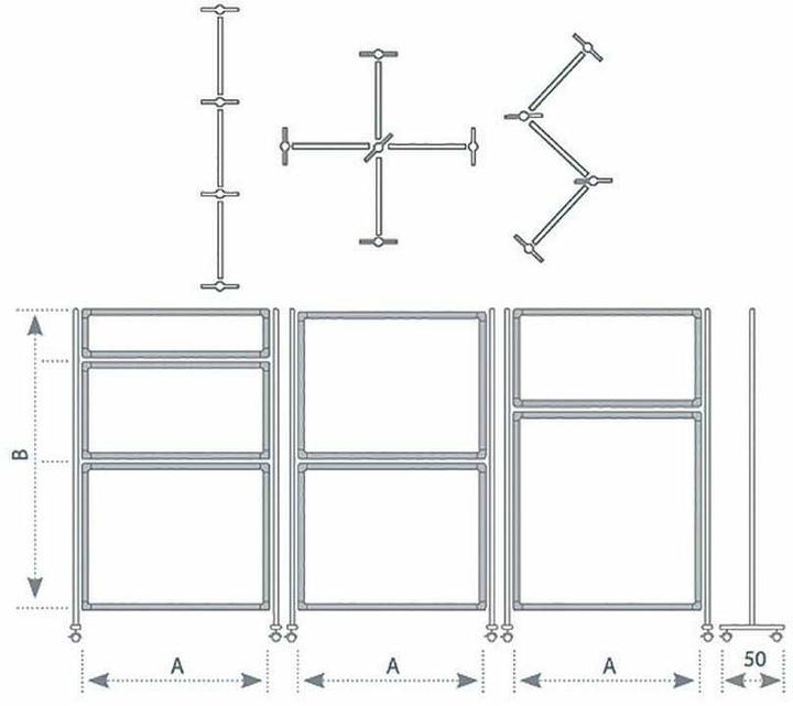 Actual product image Franken Set of castors for movable wall system ECO, black plastic, lockable