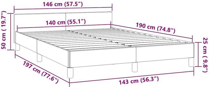 Image du produit vidaXL Bettgestell mit Kopfteil (140 x 190 cm)