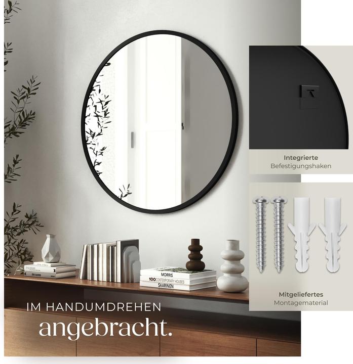 Produktbild tectake Runder Wandspiegel Fiona mit Aluminiumrahmen (80 x 80 x 2.5 cm)