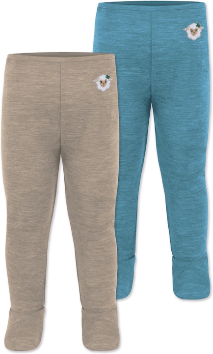 Normani 2er Pack Baby Merino Unterhose mit Füssen - 9539