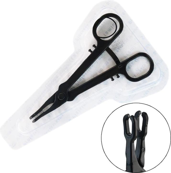 Immagine prodotto Star Piercing Sterile einweg Zange schwarz Gazeklemme offen rund gezackt (Materiale sintetico, senza ottone)