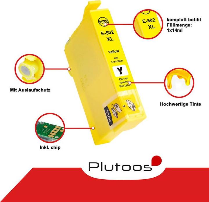 Produktbild Plutoos Epson 502XL Patrone XXL kompatibel, 4er Farbset (BK, C, M, Y)