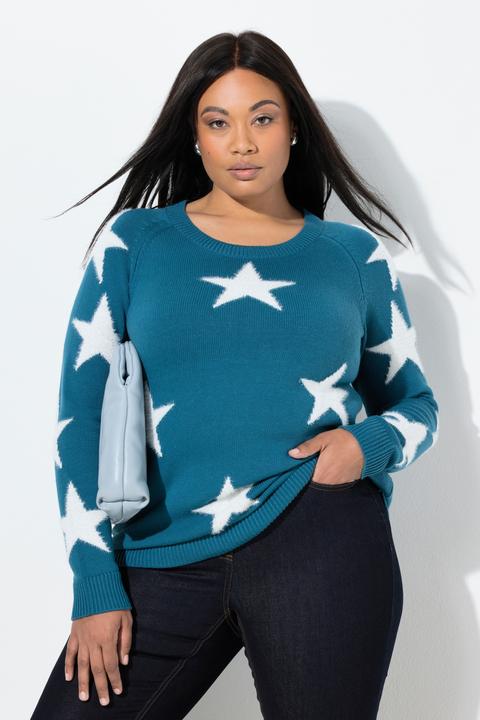 Produktbild Ulla Popken Pullover, Glitzersterne, Rundhals, Raglan-Langarm (46, 48)