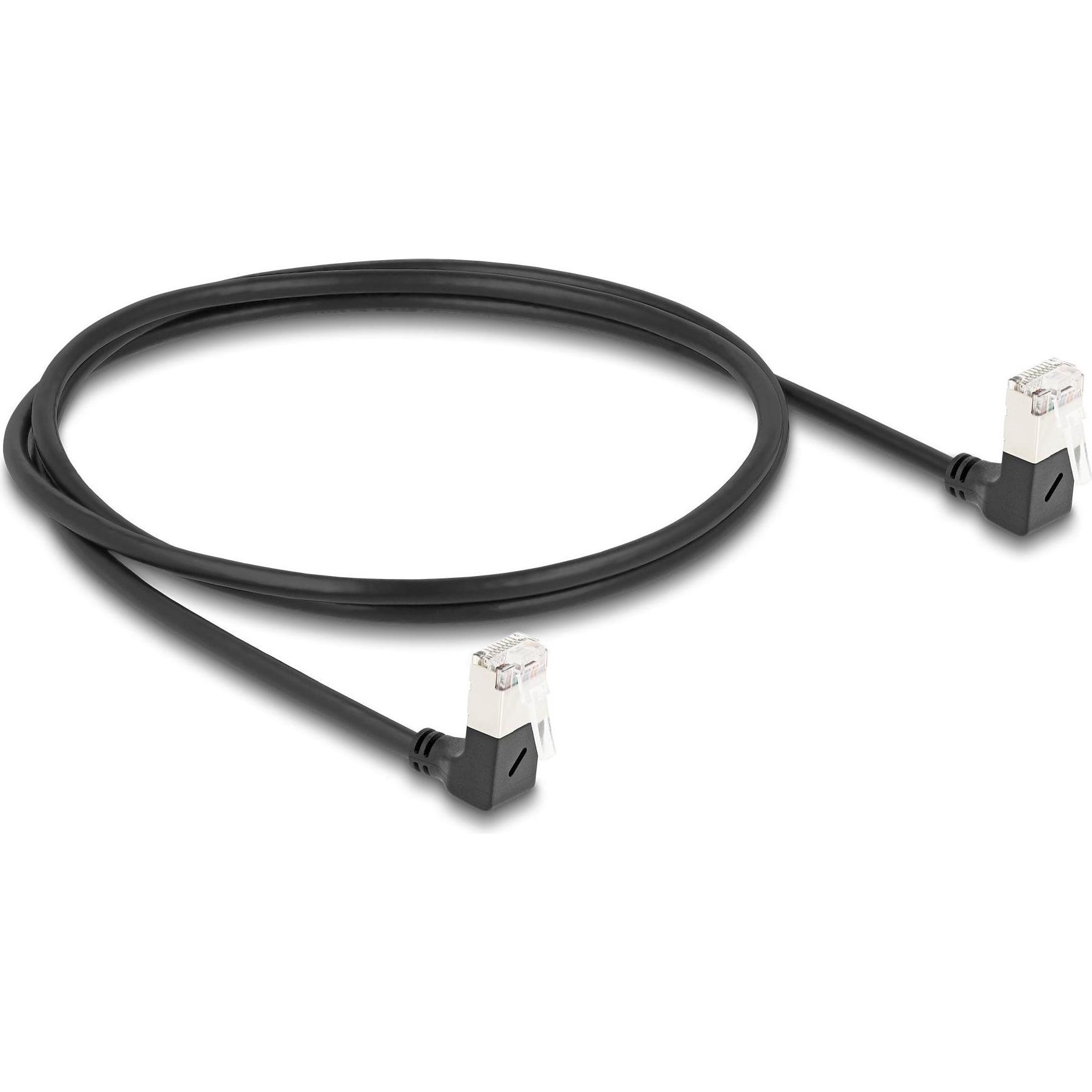 Delock RJ45 Netzwerkkabel Cat.6A S/FTP Slim 90° unten / unte (S/FTP, CAT6a, 1 m), Netzwerkkabel