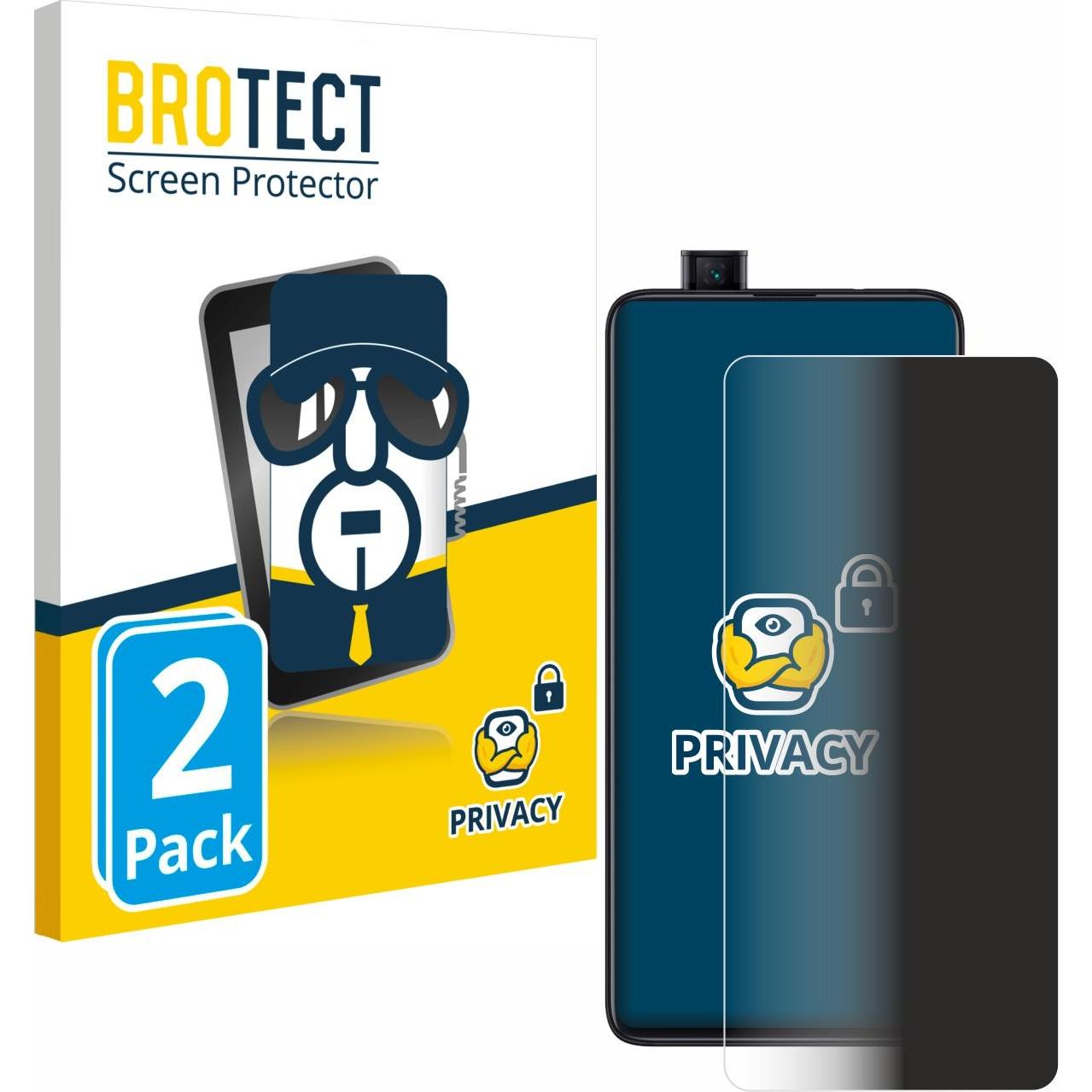BROTECT Sichtschutzfolie Anti-Spy Privacy Folie Blaulicht-Schutz (2 Stück, Xiaomi Mi 9T Pro), Smartphone Schutzfolie, Bl...