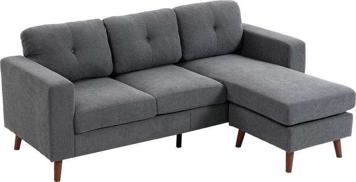 Immagine prodotto Homcom Ecksofa Polyester Dunkelgrau (3 posti, Divano ad angolo)