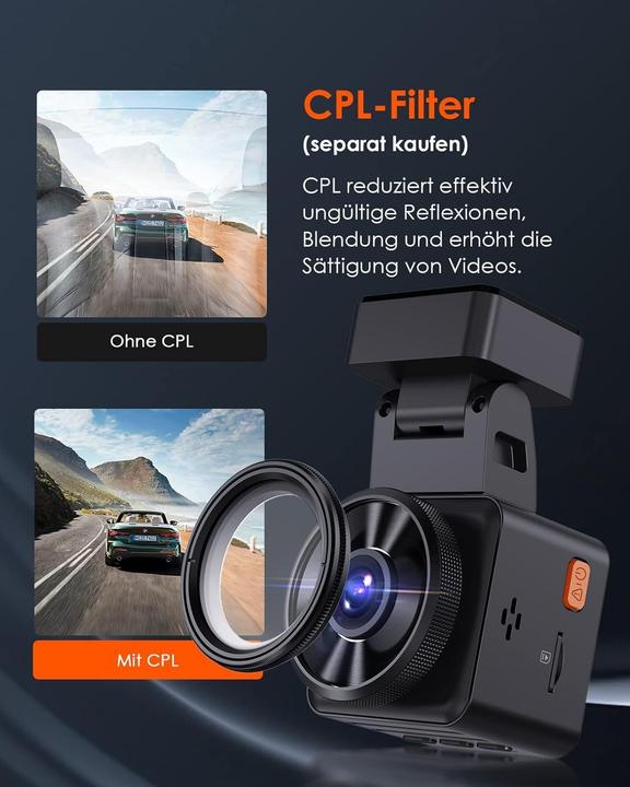 Produktbild Vantrue Mini Dashcam E1 lite mit Sprachsteuerung und GPS (Akku, Beschleunigungssensor, Eingebaute Anzeige, Eingebautes Display, Eingebautes Mikrofon, GPS-Empfänger, Nachtsicht, Sprachsteuerung, WLAN, Full HD)
