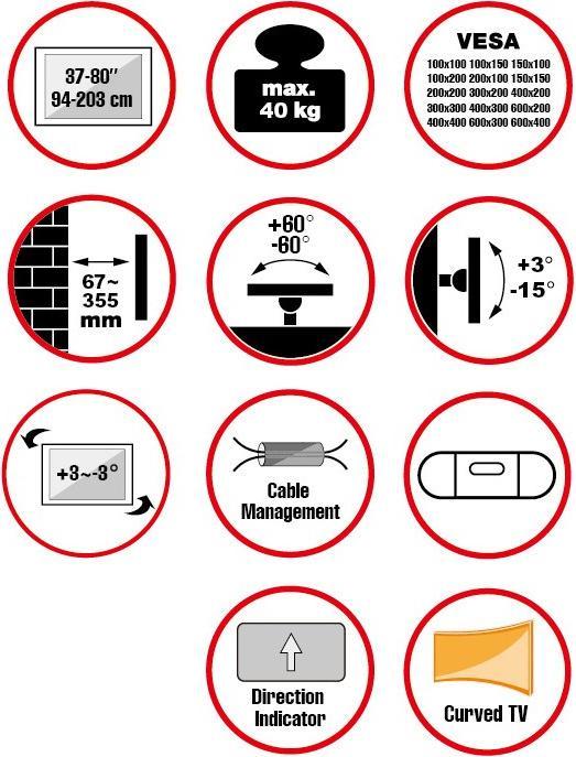 Actual product image Reflecta PLEXO 80-6040T (Wall, 40 kg, 37" - 80")