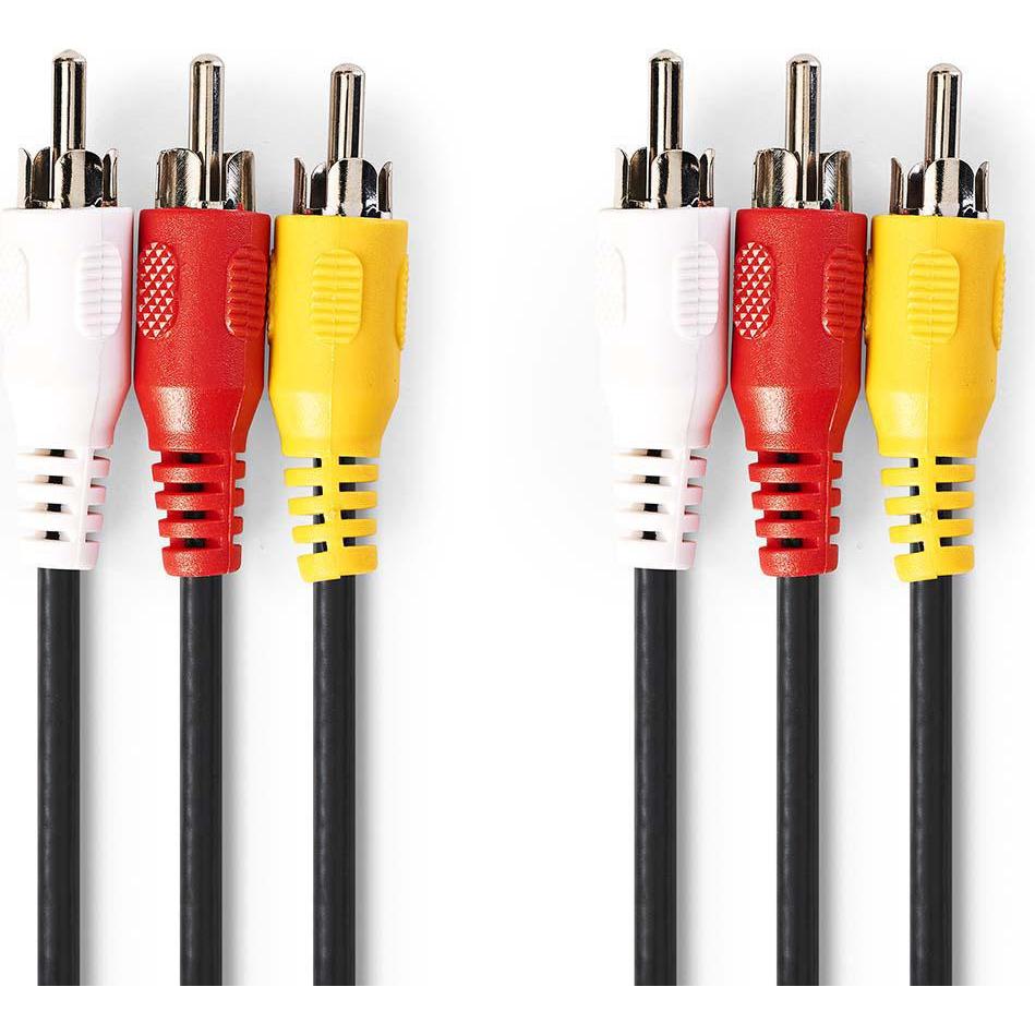Nedis Composite-Videokabel, 3x Cinch-Stecker (10 m, Cinch), Video Kabel