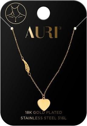 Auri Łańcuszek pozłacany Serce i Piórko (Chirurginisches Metall)