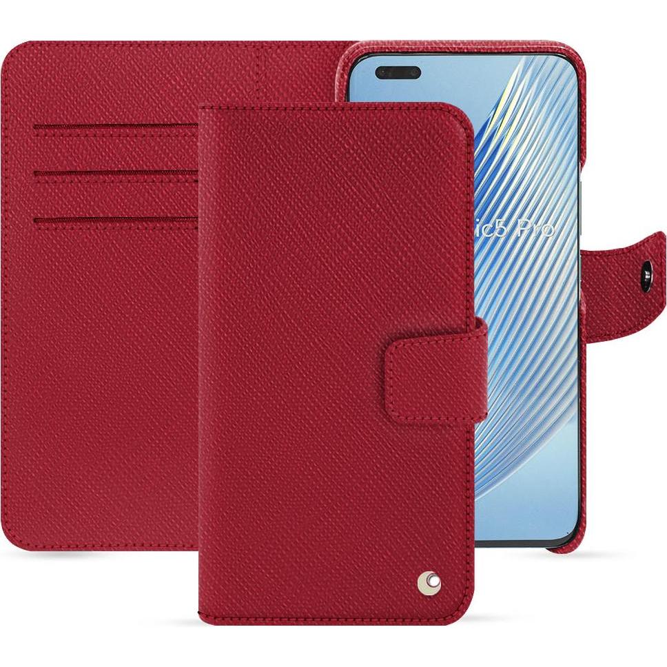 Noreve Lederschutzhülle Honor Magic5 Pro (Honor Magic5 Pro), Smartphone Hülle, Rot
