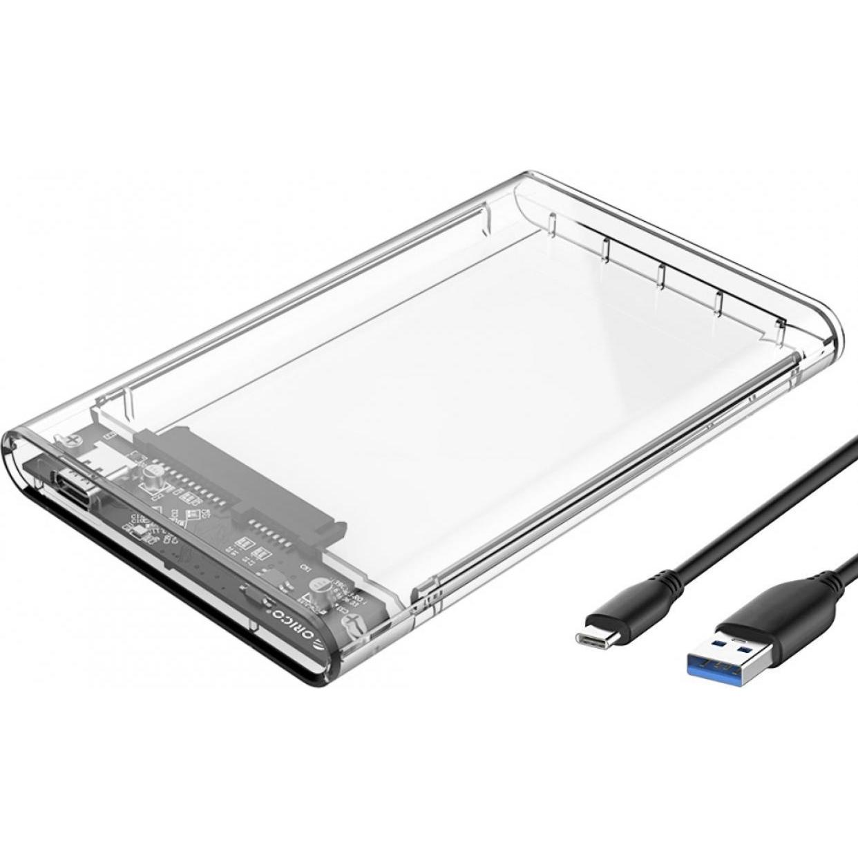 Orico USB-C 3.1 SSD HD 2.5" Festplatten Gehäuse (2.5"), Festplattengehäuse, Transparent