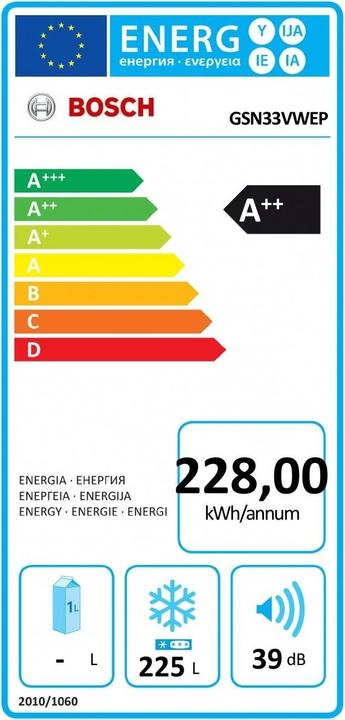 Energie-Label Bosch Hausgeräte GSN33VWEP (Freistehend, 225 l)