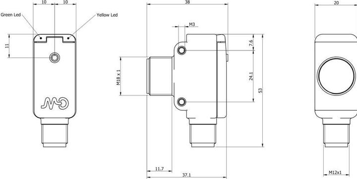 Actual product image Micro MD DETECTORS Ultrasonic sensor UQ1C/G6-0E UQ1C/G6-0E 10 - 30 V/DC 1 pc.