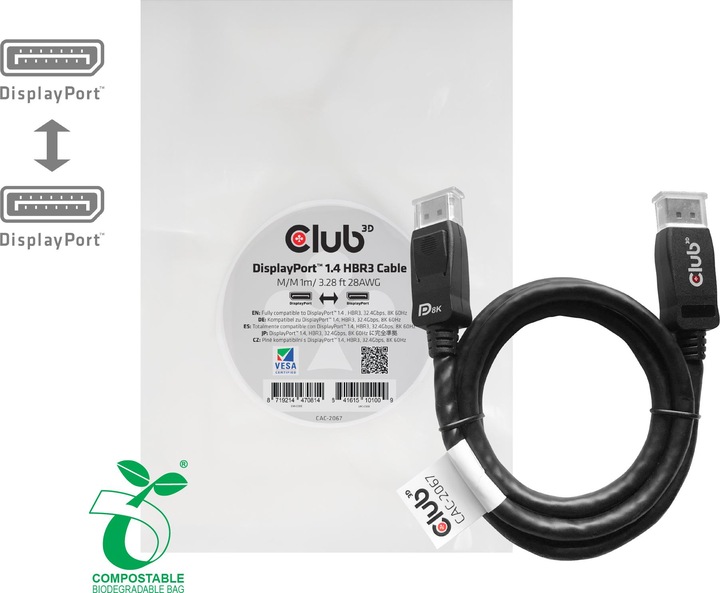 Image du produit Club 3D DisplayPort — DisplayPort (1 m, DisplayPort)