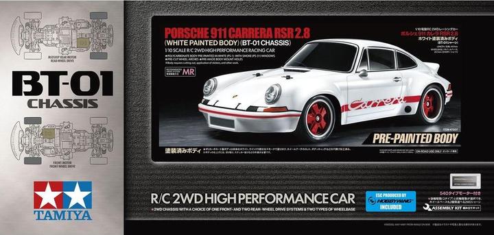 Produktbild Tamiya 1/10RC Porsche 911 Carrera RSR 2.8 (White Body Painted)BT-01 (Kit)