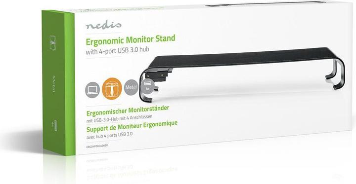 Image du produit Nedis ERGOMFSU3400BK - Ergonomický Multifunkční Stojan | Rozbočovač USB 3.0 | 4portový | Černý