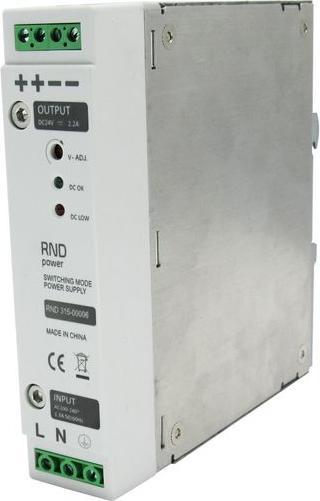 Produktbild RND AC/DC DIN-Schienenmontage-Netzteil, 83%, 24V, 2.2A, 50W, Einstellbar