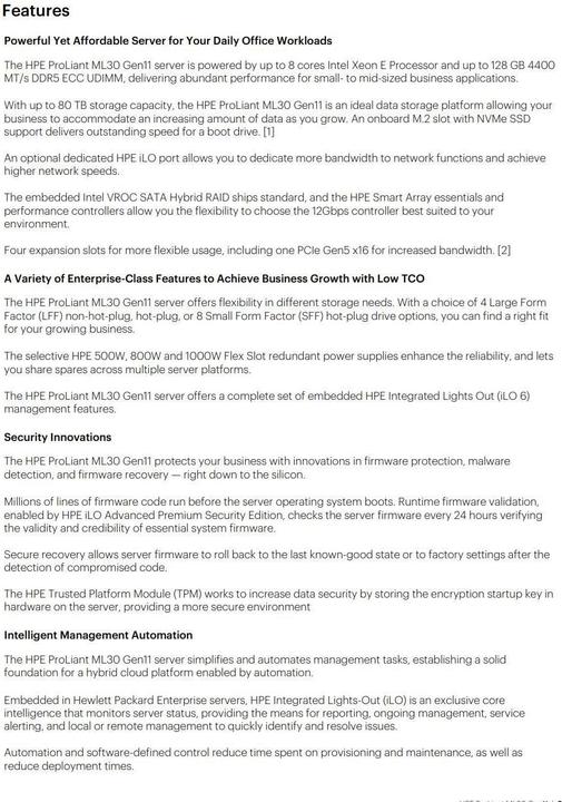 Produktbild HPE ML30 GEN11 6325P 3.5GHZ 4C (32 GB, Tower Server)