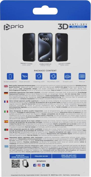 Produktbild prio 3D Anti-Spy Panzerglas (1 Stück, Samsung Galaxy S24 Ultra)